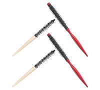 LOORGVEL 4 Cepillos para Rizar el Cabello Mango de Madera Cepillos Redondos para Peinar Kit de Peinado Compacto para Cabello Rizado y Grueso Ideales para Viaje y Uso Profesional
