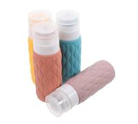 LOORGVEL 4 piezas Botellas Dosificadoras de Silicona para Viaje Recargables y Fáciles de Apretar con Bolsa de Almacenamiento y Colores Surtidos para Champú y Loción