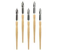 LOORGVEL 5 Piezas Plumas de Caligrafía de Madera con Puntas Oblicuas Nº1-5 para Dibujo y Escritura Artística, Pluma de Inmersión para Bocetos y Firmar, Kit Profesional para Caligrafía y