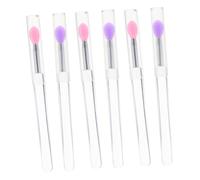 LOORGVEL 6 piezas Pinceles de Silicona para Labios y Ojos Aplicadores Reutilizables para Mascarillas Labiales y Sombra de Ojos Cabezal Rosa y Púrpura Fácil de Manejar y Preciso para