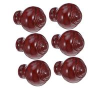 LOORGVEL 6 Piezas Tapas Decorativas para Barras de Cortina Madera de Teca para Barras de Cortinas con Suaves para Protección Instalación Fácil y Duradera