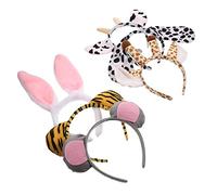 LOORGVEL 6piezas Diademas Animales Peluche Para Fiesta Infantil Diseño Cómodo y Duradero Accesorio Pelo Niñas y Niño Niña Bandanas De Orejas De Conejo Tigre Jirafa Para Cosplay y Reuniones