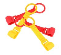 LOORGVEL Anillos de Dominadas para Ñiño y Aprendizaje, 4 Piezas Rojo y Amarillo, Plástico Seguro para Agarrar, Ayuda para Caminar, Juego Colgante para Cuna y Corralitos, Suministros