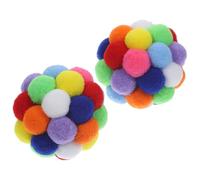 LOORGVEL Balones de Peluche para Gatos 2 Piezas, Bolas de Juguete Cascabeles Multicolor, Tamaño Grande L, Paquete Interactivo para Gatos en Interiores, Diversión y Ejercicio Seguro