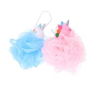 LOORGVEL Bolas de Ducha Exfoliantes Infantiles 2 Piezas Tamaño Pequeño Red de Baño Unicornio para Niños Uso Doméstico Limpieza Corporal Segura y No Tóxica Rosa y Azul