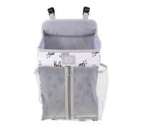LOORGVEL Bolsa de Almacenamiento Colgante Cabecera de Cuna con Diseño de Animales del Zoológico, Organizador de Pañales para Ñiño, Múltiple Compartimentos, Material No Irritante,