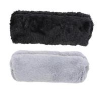 LOORGVEL Bolsa para Bolígrafos de Felpa Negra 2 Piezas, Estuche Escolar Blando y Fácil de Limpiar Adecuado para Organizar Escritorio y Guardar Lápices y Cables