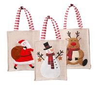 LOORGVEL Bolsas de Navidad de Tela No Tejida 3 Piezas Diseño de Santa Claus Muñeco de Nieve y Reno Bolsas para Regalos y Golosinas Navideñas Decoración Festiva para Fiestas