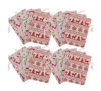 LOORGVEL Bolsas Navideñas de Algodón y Lino Cordón 25 Unidades 10X14 CM Diseño Surtido Rojo y Multicolor Copos de Nieve Renos y Santa Claus para Dulces y Regalos en Fiestas de Navidad