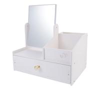 LOORGVEL Caja de Cosméticos Multifuncional con Espejo, 1 Cajón, Tamaño Mediano, Diseño Antipolvo, para Mujer, Organizador de Maquillaje para Tocador y Cuidado Personal
