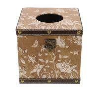 LOORGVEL Caja Dispensadora de Servilletas de Madera Maciza Cuadrada Estampado Floral Retro, Porta Pañuelos Decorativo para Baño, Sala y Oficina, Soporte Organizador Práctico y Elegante