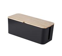 LOORGVEL Caja Organizadora de Cables y Enchufes de Madera Resistente y Electricidad Mediana para Oficina y Hogar Gestión Segura y Oculta de Cableado