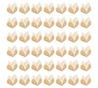 LOORGVEL Cajas Decorativas Caladas para Bombones 50 Piezas en Papel Reflectante Dorado Ribete de Encaje para Fiestas Bodas y Cumpleaños Envoltorios Elegantes para Chocolates y Dulces