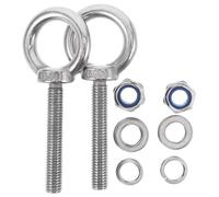 LOORGVEL Cáncamos de Acero Inoxidable M10X60 con Tuerca y Arandelas Plana y Elástica 2 Piezas - Tornillos de Anclaje Roscados para Fijación en Hormigón y Suspensión Industrial