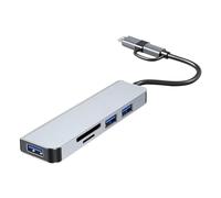 LOORGVEL Concentrador USB Múltiple 5 Puertos para Portátil, Adaptador USB 3.0 y 2.0, Lector Rápido /, Compacto y Portátil, Compatible Múltiples Dispositivos, Color Negro