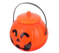 LOORGVEL Cubo de Calabaza Naranja para Halloween Tapa y Asa, Contenedor de Dulces y Snacks para Fiestas Infantiles, Material Pp Resistente y Diseño Compacto
