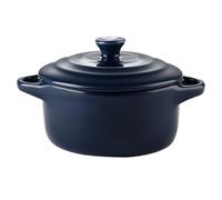 LOORGVEL Cuenco de para Guisos con Doble Asa y Tapa Resistente al Horno y Microondas Azul Oscuro para Cocina