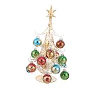 LOORGVEL Decoración de Navidad de Vidrio Forma de Árbol Adorno de Mesa Grande Amarillo para Escritorio Centro de Mesa Festivo para Hogar y Oficina