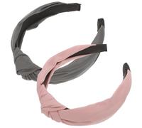 LOORGVEL Diadema Anudada de PU Piel Sintética para Mujer Diademas Gruesas de Moda Pack de 2 Piezas Rosado y Gris Accesorio Elástico y Cómodo para Uso Diario y Ocasiones Obsequios