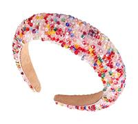 LOORGVEL Diadema de Cristal para Mujer Esponja Gruesa Aro Pelo Ancho Colorido Diadema de Boda Brillante Accesorios para Fiesta y Banquete y Novias