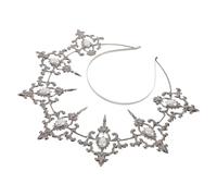 LOORGVEL Diadema Diosa María Aureola y Perlas Artificiales, Accesorio Cabello de Fiesta y Cosplay, Tocado Artesanal para Mujeres, Diadema de Reina para Carnaval y Eventos