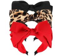 LOORGVEL Diademas para Niñas Lazo Decorativo 3 Piezas, Accesorio para Cabello de Tela y Plástico, Diseño Antideslizante Adecuado para Fiesta y Uso Diario
