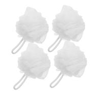 LOORGVEL Esponjas de Ducha Grandes 4 Piezas, Bola de Baño Color Claro, Esponja Vegetal Corporal, Exfoliante de Espalda para Mujer y Hombre, Accesorios de Baño para Limpieza Corporal