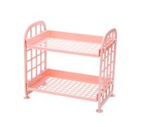 LOORGVEL Estantería Plástica de Doble para Cocina y Baño Organizador Desmontable para Encimera Almacenamiento Funcional para Frutas y Artículos de Aseo Color Rosa