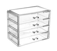 LOORGVEL Estuche de Maquillaje Tipo Cajón Transparente, 4 Capas, Tamaño Mediano, Acrílico Duradero, para Uso Doméstico y Tocador, Organizador de Cosméticos Multifuncional, Adecuado