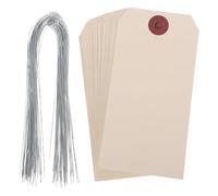 LOORGVEL Etiquetas de Embalaje Manila 100 Unidades 6X12 CM con Alambre de Hierro 50 Piezas para Envío y Logística Resistentes para Identificación Clara y Uso Industrial