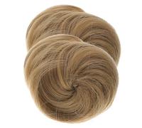 LOORGVEL Extensiones de Moños Falsos 2 Piezas Tamaño Estándar de Seda Resistente al Calor para Mujeres Uso Diario Boda Oficina Postizo Recogido Garras para Peinado Elegante