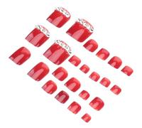 LOORGVEL Juego De 2 Sets De 24 Uñas Postizas Pies Vino Tinto, Cobertura Completa, Material Sin Olor, Para Mujeres y Niñas, Manicura Casera y Profesional, Fácil Aplicación