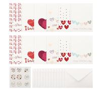 LOORGVEL Juego de 2 Sets de Tarjetas de San Valentín con 6 Tarjetas de Felicitación de Papel 6 Sobres y 6 Sellos Adhesivos Diseño con Corazones para Regalos y Mensajes Festivos