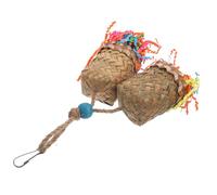 LOORGVEL Juguete para Loros Colgante Palma Trenzadas Masticable y Desgarrable Accesorio Seguro para Jaulas de Pájaros Colores Vivos para Estimulación y Entretenimiento de Color Aleatorio