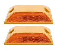 LOORGVEL Marcadores Reflectantes de Pavimento Doble Amarillo Señalización Vial para Entradas de Vehículos Conos Plásticos de Seguridad para Carreteras y Estacionamientos 2 Unidades