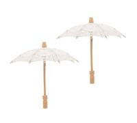 LOORGVEL Paraguas Mini de Encaje Hueso 2 Unidades para Bodas y Bailes Diseño Delicado Mango de Madera Adecuado para Sesiones Fotográficas 15 CM
