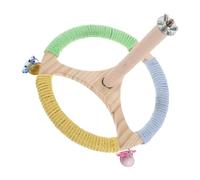 LOORGVEL Percha Giratoria para Jaulas de Pájaros, Soporte de Madera Natural para Loros y Periquitos, Juguete Interactivo Multicolor (Verde, Azul, Amarillo), Accesorio para Ejercicio y