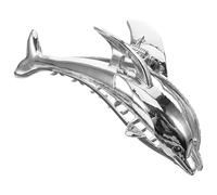 LOORGVEL Pinza Cabello de Metal Diseño de Delfín Pequeña Pinza de Garra Plateada para Cabello Fino para Niñas Adecuado para Peinados Diarios y Ocasiones Obsequios