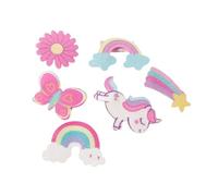 LOORGVEL Pinzas Pelo De Unicornio Para Niñas Purpurina, Horquillas Laterales De Piel Sintética Rosa Brillante, Accesorio Infantil De 6 Piezas Para Uso Diario y Regalos