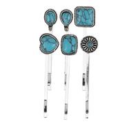 LOORGVEL Pinzas Pelo Turquesa Estilo Hanfu Chino 6 Piezas, Horquillas Decorativas Formas de Corazón y Flores, Accesorios de Fantasía para Mujer en Eventos y Peinados Tradicionales