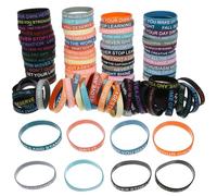 LOORGVEL Pulseras de Silicona Unisex Inspiradoras 100 Piezas Frases Motivacionales, Colores Mixtos (verde, Púrpura, Negro y Claro), Elásticas y Cómodas para Adolescentes y Adultos,