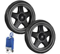 LOORGVEL Ruedas para Carrito Compra 2 Piezas Ruedas de Repuesto Pequeñas de Plástico Negro para Subir Escaleras y Uso en Carros Utilitarios