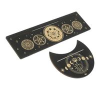 LOORGVEL Soporte de Madera para Cartas del Tarot 2 Piezas Expositor Artesanal Compacto Diseño de Fases Lunares Herramienta de Adivinación Adecuado para Meditación y Rituales Hogareños