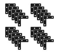 LOORGVEL Soportes Angulares en L de Acero Inoxidable Negro 5x5 Cm, 20 Piezas, Escuadras Planas para Muebles, Estantes y Proyectos de Bricolaje, Refuerzo y Fijación de Esquinas