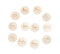 LOORGVEL Tarjetas Recuerdo de Mensuales para 12 Piezas Beige Madera Bebés Redondas Diseño Creativo y para Fotografía de Nacimiento