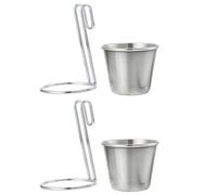 LOORGVEL Tazas para Salsa de Acero Inoxidable 2 Piezas, Taza Pequeña para Mojar y Condimentos, Portavasos de Cocina Compactos y Ligeros para Uso Doméstico y Restaurante