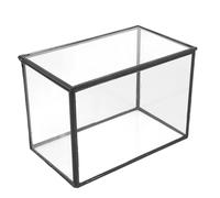 LOORGVEL Terrario de Vidrio Negro de Vidrio Simple para Plantas Suculentas, Maceta Transparente Decorativa para Mesa, Recipiente de Cristal para Bricolaje y Adorno de Jardín, Soporte