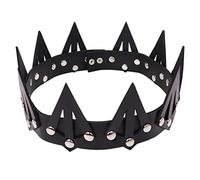 LOORGVEL tiara diadema de gótica Cosplay de cabeza para mujer banda Venda de bolas Diadema con de fiesta diademas de reina para niñas cuero Negro