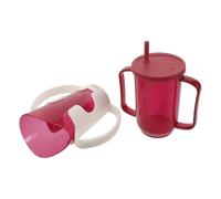 LOORGVEL Vasos para Personas Mayores a Prueba de Derrames 250 Ml Boquilla Inclinada y Doble Asa Taza de Plástico Segura para Pacientes Encamados Adecuado para Cuidados Hospitalarios y