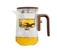 Loose Leaf Tea Pot - Glass Water Separation Infuser, Anti-Spill Design With Wood Handle, Clear Leaves Filter Carafe, Modern Teaware Gift | For Brewing Flavorful In Small Spaces